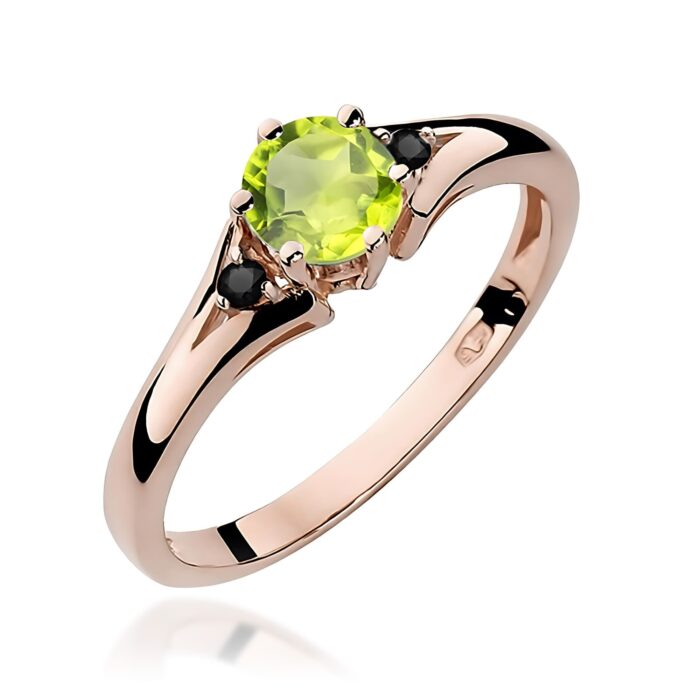 Inel Aur 14K cu Peridot 0.60 ct si Diamante Negre 0.029 ct - Imagine 7