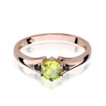 Inel Aur 14K cu Peridot 0.60 ct si Diamante Negre 0.029 ct - Imagine 8