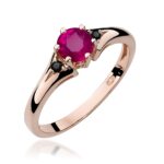 Inel Aur 14K cu Rodolit 0.60 ct si Diamante Negre 0.029 ct - Imagine 7