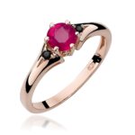 Inel Aur 14k cu Rubin 0.60 ct si Diamante Negre 0.029 ct - Imagine 6