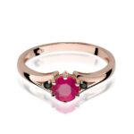 Inel Aur 14k cu Rubin 0.60 ct si Diamante Negre 0.029 ct - Imagine 7