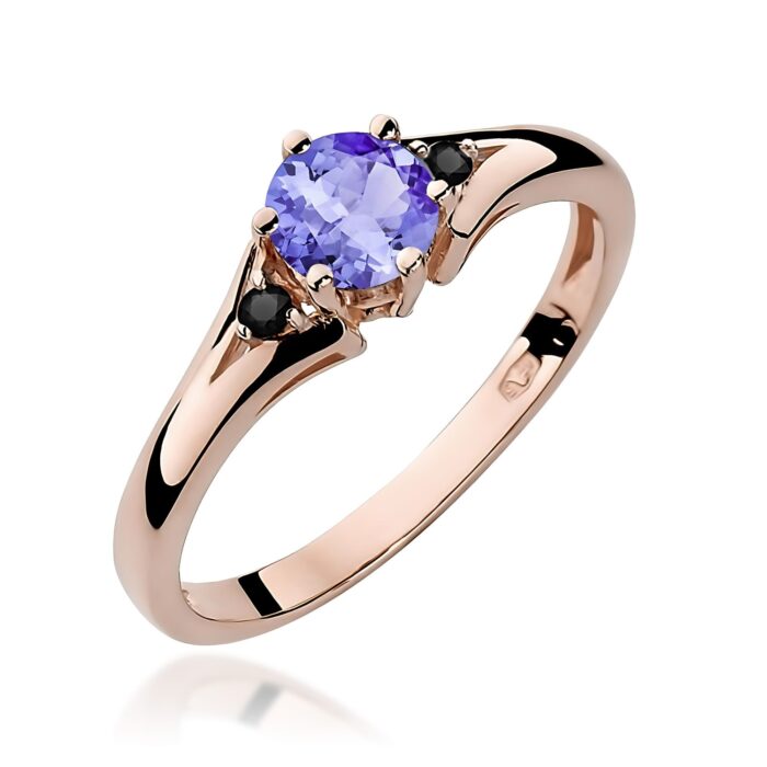 Inel Aur 14K cu Tanzanit 0.50 ct si Diamante Negre 0.029 ct - Imagine 7