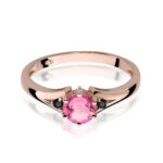 Inel Aur 14K cu Topaz Roz 0.60 ct si Diamante Negre 0.029 ct - Imagine 8
