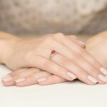 Inel Aur 14k cu Rubin 0.60 ct si Diamante Negre 0.029 ct - Imagine 3