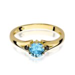 Inel Aur 14k cu Topaz Albastru 0.50 ct si  Diamante Negre 0.029 ct - Imagine 2