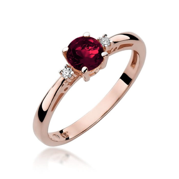 Inel Aur 14K cu Garnet 0.60 ct si Diamante 0.03 ct - Imagine 8