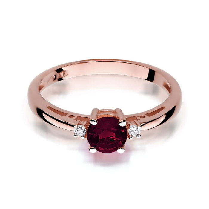 Inel Aur 14K cu Garnet 0.60 ct si Diamante 0.03 ct - Imagine 9