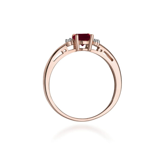 Inel Aur 14K cu Garnet 0.60 ct si Diamante 0.03 ct - Imagine 10