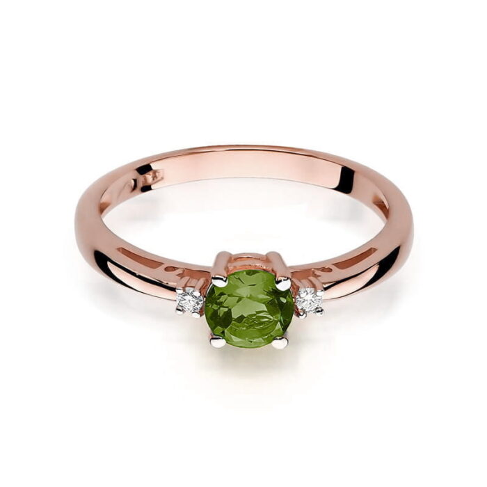 Inel Aur 14K cu Peridot 0.60 ct si Diamante 0.03 ct - Imagine 6