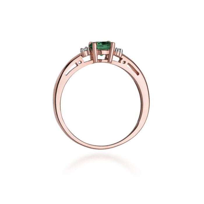Inel Aur 14K cu Smarald 0.50 ct si Diamante 0.03 ct - Imagine 10