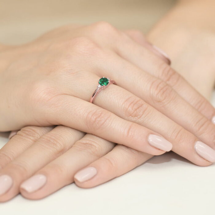 Inel Aur 14K cu Smarald 0.50 ct si Diamante 0.03 ct - Imagine 11
