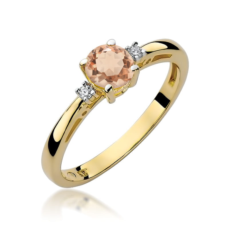 W010-Z-585-M0.40_1.jpg Inel Aur 14K cu Morganit 0.40 ct si Diamante Naturale 0.03 ct - Imagine 1