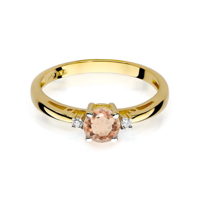 Inel Aur 14K cu Morganit 0.40 ct si Diamante Naturale 0.03 ct - Imagine 2