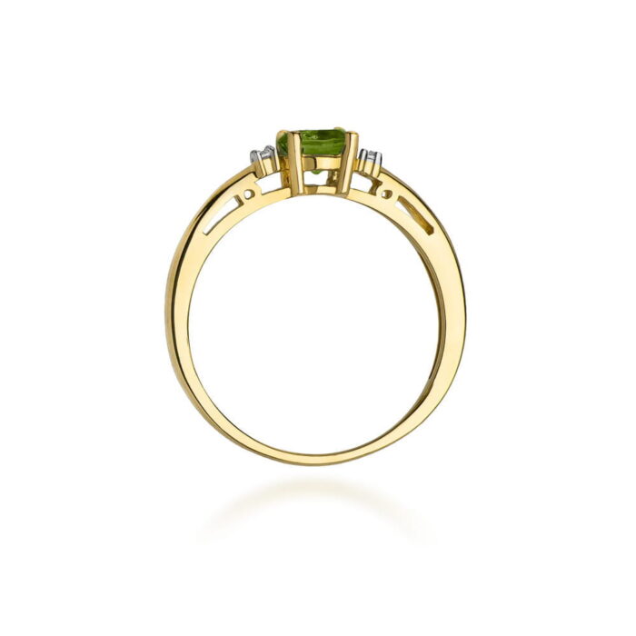 Inel Aur 14K cu Peridot 0.60 ct si Diamante 0.03 ct - Imagine 3