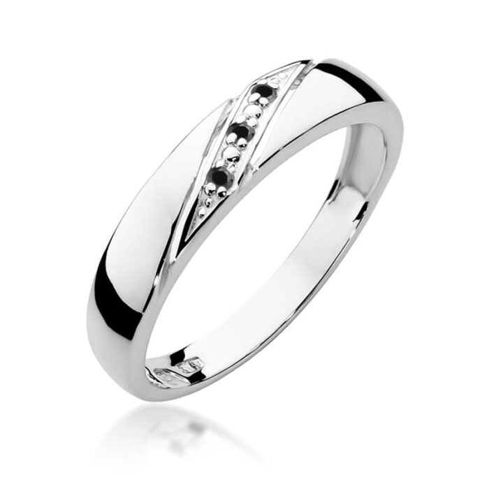 Inel Aur 14K cu Diamante Negre 0.015 ct - Imagine 5