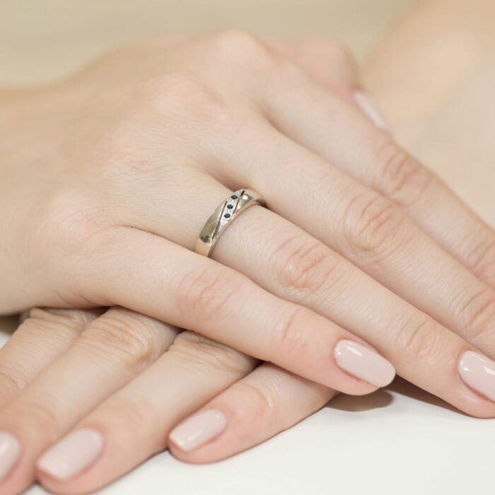 Inel Aur 14K cu Diamante Negre 0.015 ct - Imagine 8