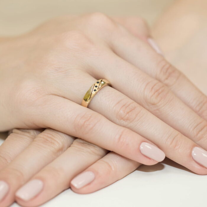 Inel Aur 14K cu Diamante Negre 0.015 ct - Imagine 4