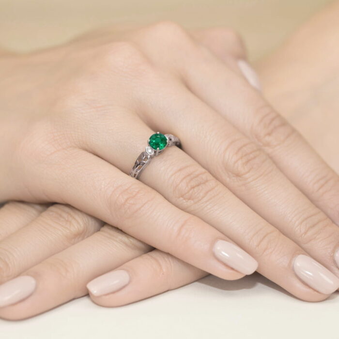Inel Aur 14K cu Smarald 0.50 ct - Imagine 12