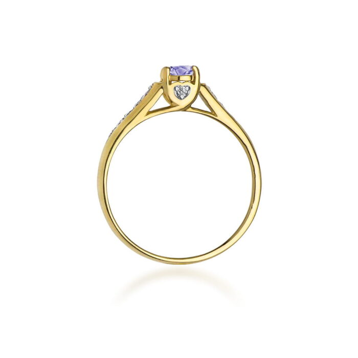 Inel Aur 14K cu Tanzanit 0.30 ct si Diamante 0.10 ct - Imagine 3