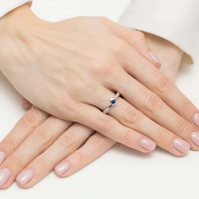 Inel Aur 14K cu Safir 0.15 ct si Diamante 0.03 ct - Imagine 4