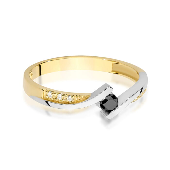 Inel Aur 14K W0177 Diamant Negru 0.12ct - Imagine 2