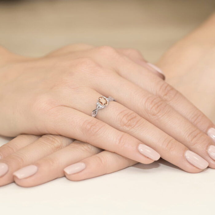 Inel Aur 14k cu Morganit 0.60 ct si Diamante 0.05 ct - Imagine 12