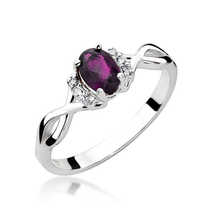 Inel Aur 14k cu Rodolit 0.50 ct si Diamante 0.05 ct - Imagine 9