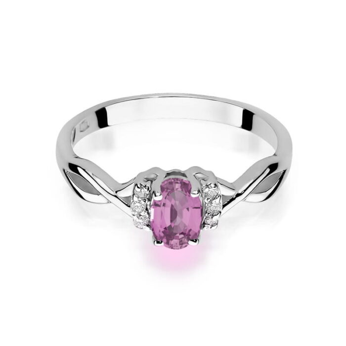 Inel Aur 14k cu Safir Roz 0.60 ct si Diamante 0.05 ct - Imagine 6