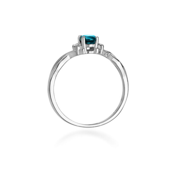 Inel Aur 14k cu Topaz London Blue 0.50 ct si Diamante 0.05 ct - Imagine 7
