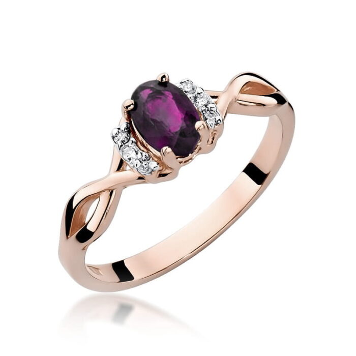 Inel Aur 14k cu Rodolit 0.50 ct si Diamante 0.05 ct - Imagine 5
