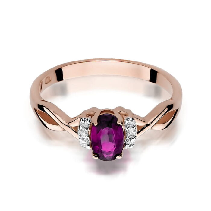Inel Aur 14k cu Rodolit 0.50 ct si Diamante 0.05 ct - Imagine 6