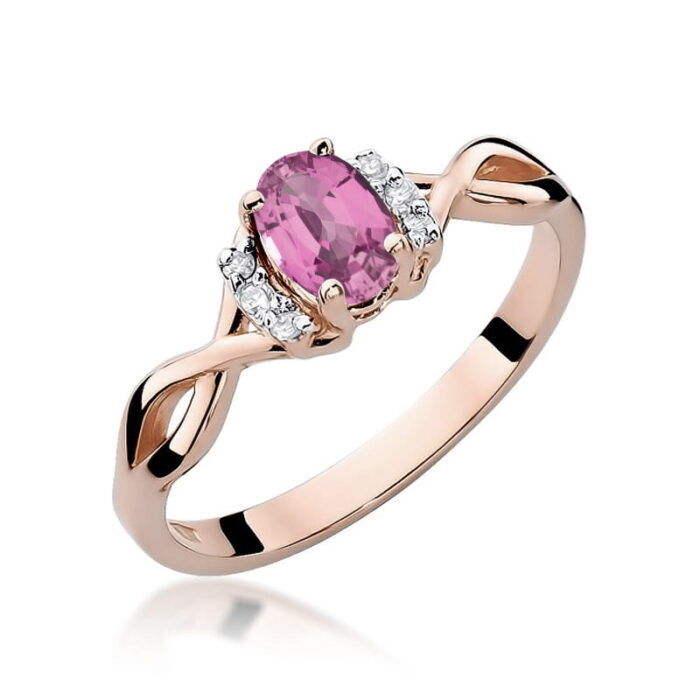 Inel Aur 14k cu Safir Roz 0.60 ct si Diamante 0.05 ct - Imagine 9