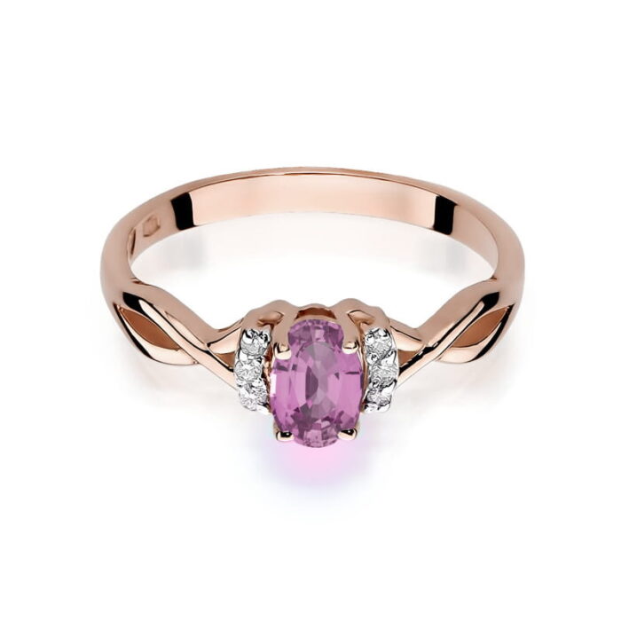 Inel Aur 14k cu Safir Roz 0.60 ct si Diamante 0.05 ct - Imagine 10