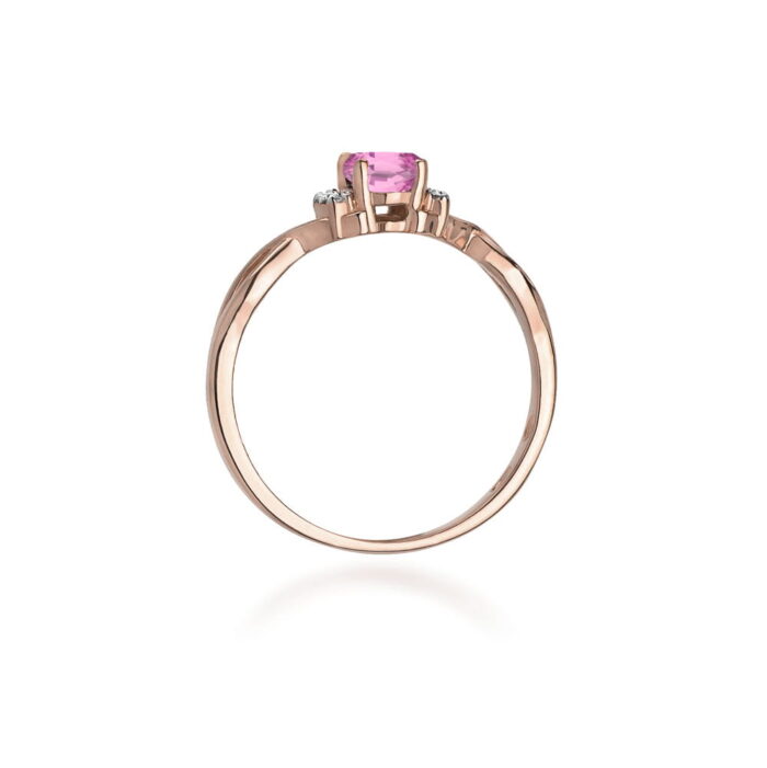 Inel Aur 14k cu Safir Roz 0.60 ct si Diamante 0.05 ct - Imagine 11