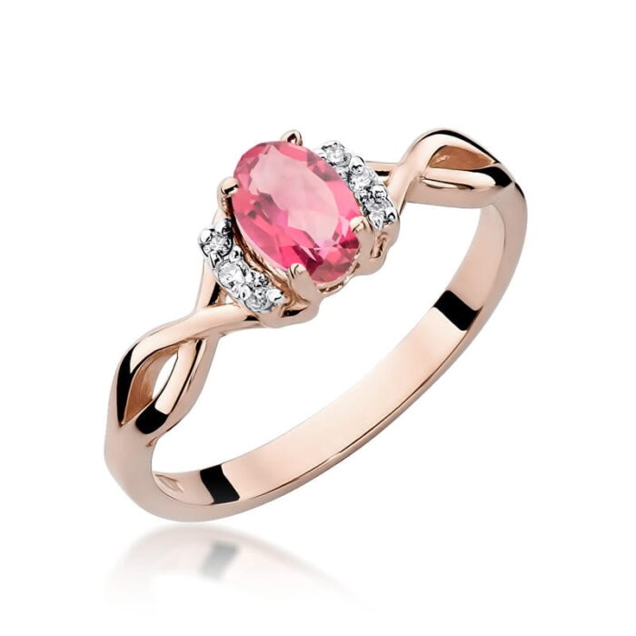 Inel Aur 14k cu Topaz Roz 0.50 ct si Diamante 0.05 ct - Imagine 5