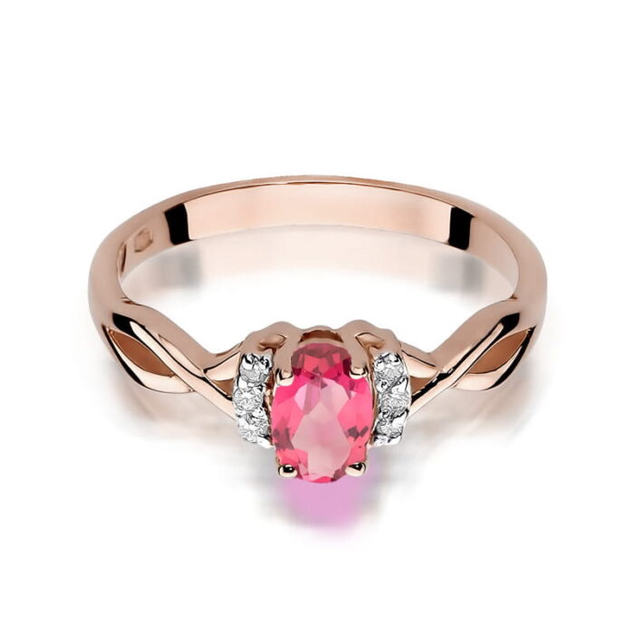 Inel Aur 14k cu Topaz Roz 0.50 ct si Diamante 0.05 ct - Imagine 6