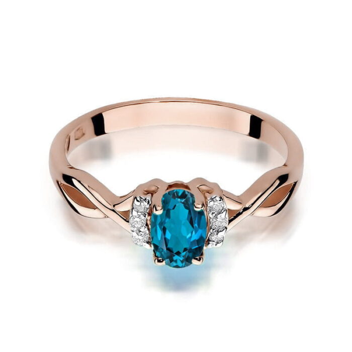 Inel Aur 14k cu Topaz London Blue 0.50 ct si Diamante 0.05 ct - Imagine 10