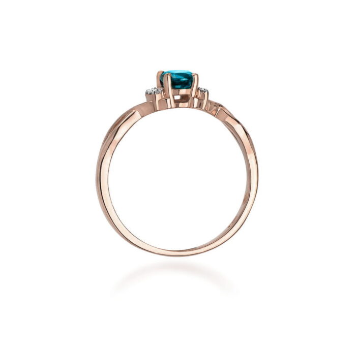 Inel Aur 14k cu Topaz London Blue 0.50 ct si Diamante 0.05 ct - Imagine 11