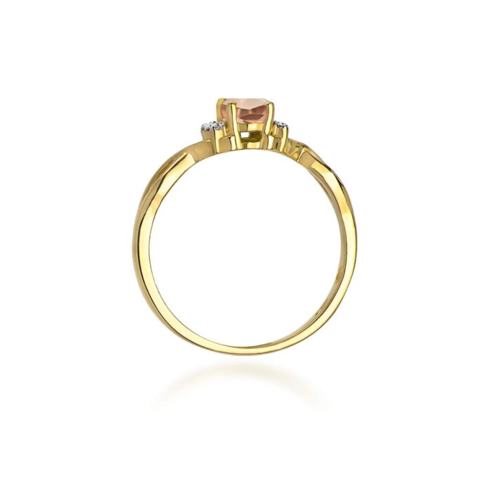 Inel Aur 14k cu Morganit 0.60 ct si Diamante 0.05 ct - Imagine 3