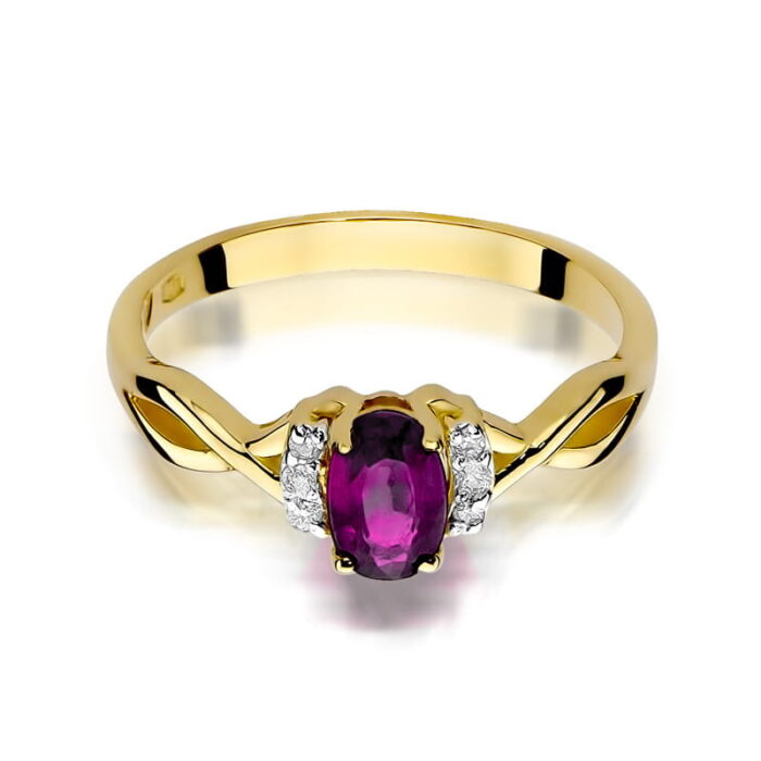 Inel Aur 14k cu Rodolit 0.50 ct si Diamante 0.05 ct - Imagine 2