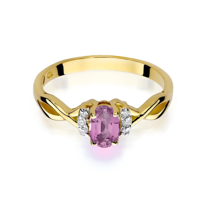 Inel Aur 14k cu Safir Roz 0.60 ct si Diamante 0.05 ct - Imagine 2