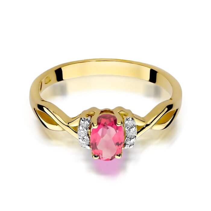 Inel Aur 14k cu Topaz Roz 0.50 ct si Diamante 0.05 ct - Imagine 2