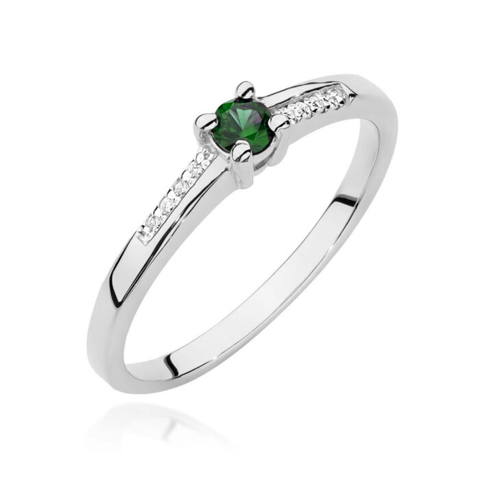 Inel Aur 14K cu Smarald 0.15 ct si Diamante 0.04 ct - Imagine 9