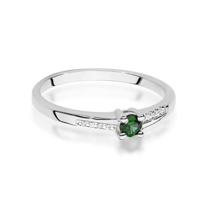 Inel Aur 14K cu Smarald 0.15 ct si Diamante 0.04 ct - Imagine 10