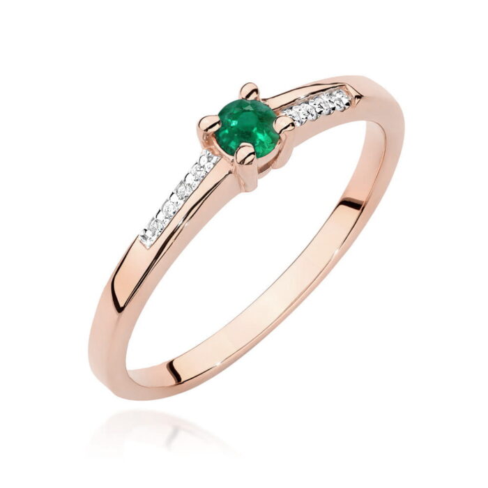 Inel Aur 14K cu Smarald 0.15 ct si Diamante 0.04 ct - Imagine 5