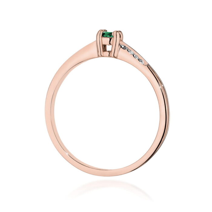 Inel Aur 14K cu Smarald 0.15 ct si Diamante 0.04 ct - Imagine 7