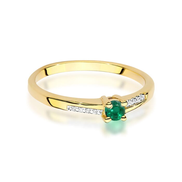 Inel Aur 14K cu Smarald 0.15 ct si Diamante 0.04 ct - Imagine 2