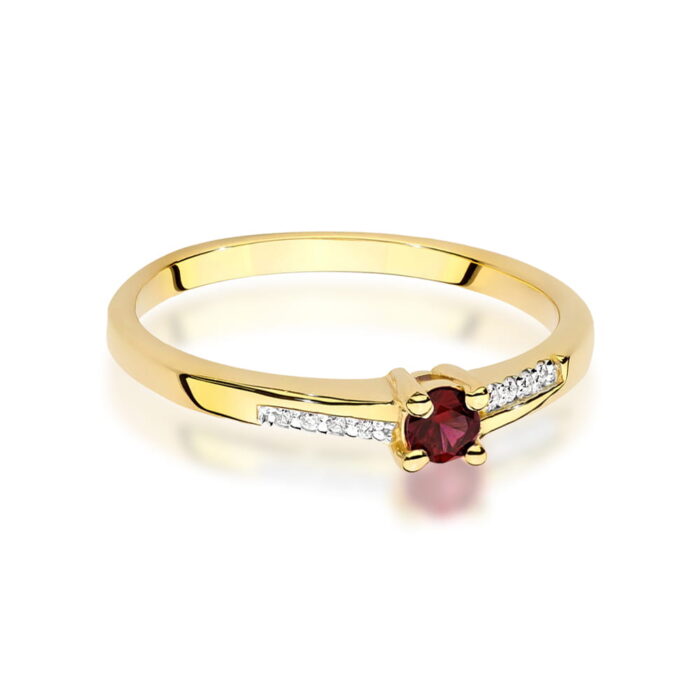 Inel Aur 14K cu Rubin 0.15 ct si Diamante 0.04 ct - Imagine 2