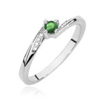 Inel Aur 14K cu Smarald 0.15 ct si Diamante Naturale 0.04 ct - Imagine 6