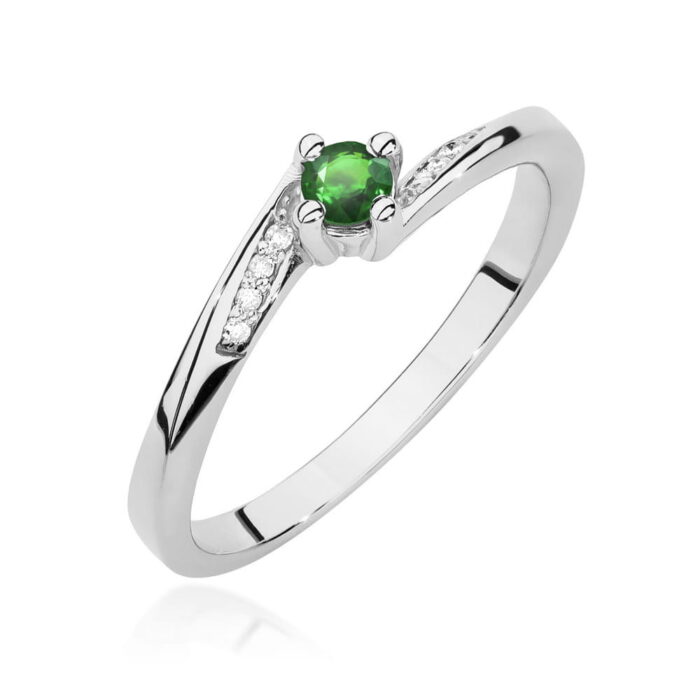 Inel Aur 14K cu Smarald 0.15 ct si Diamante Naturale 0.04 ct - Imagine 6